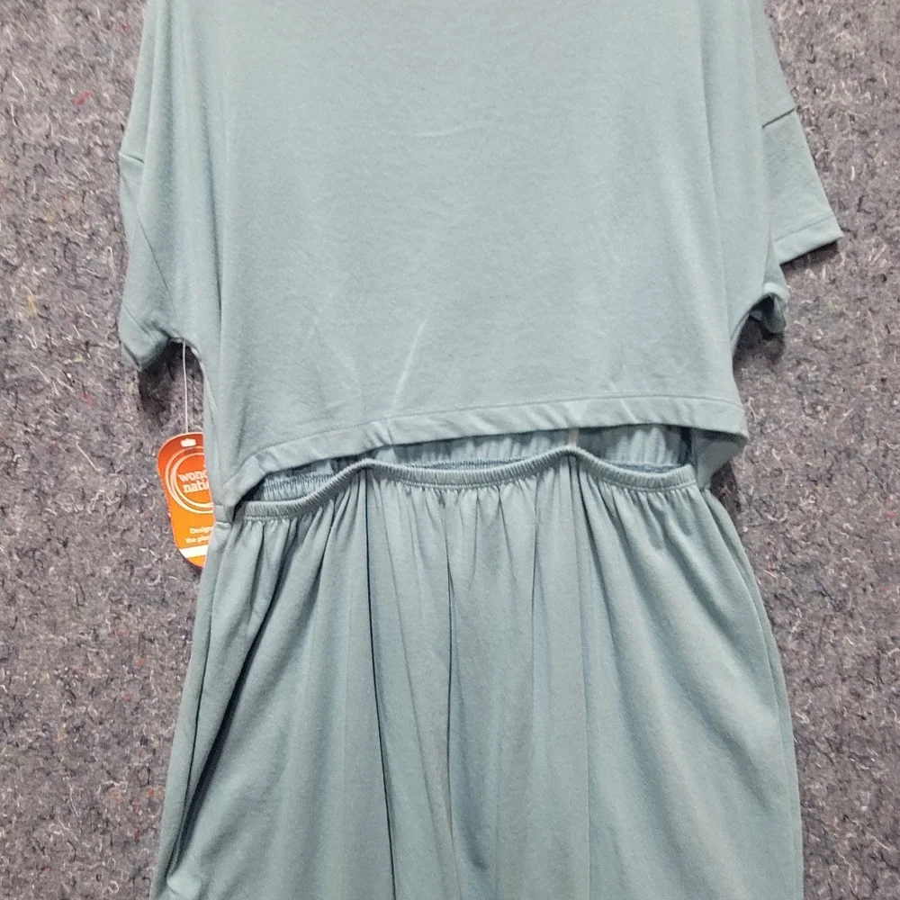 Wonder‎ Nation Girl's Vent Back Romper Dress Teal Silk Size L (10-12)